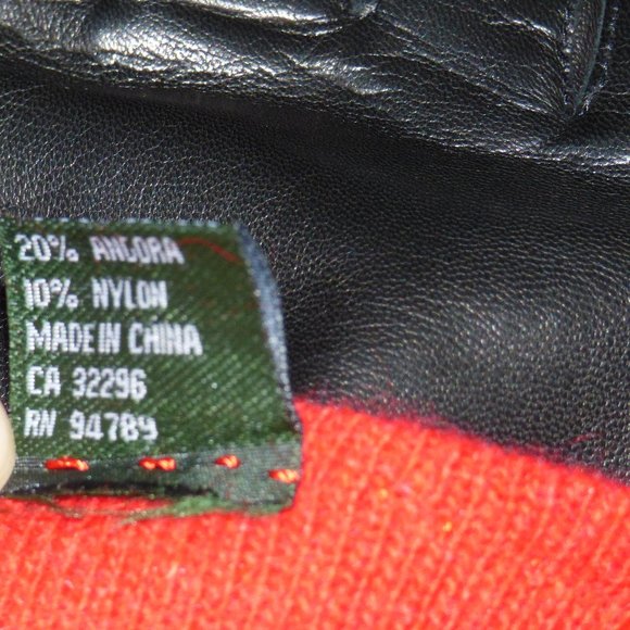 Ralph Lauren Black leather gloves, red trim, M - Picture 6 of 6